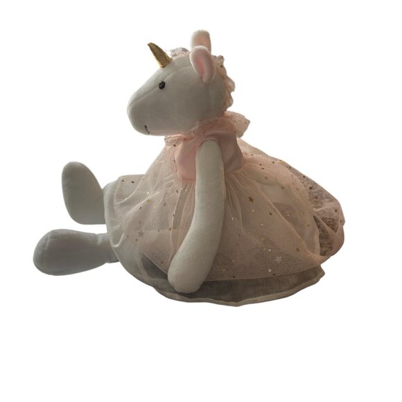 CANTIA Plush Unicorn Doll Pink Tulle Dress Gold Stars Gold Horn 13" - Picture 2 of 7